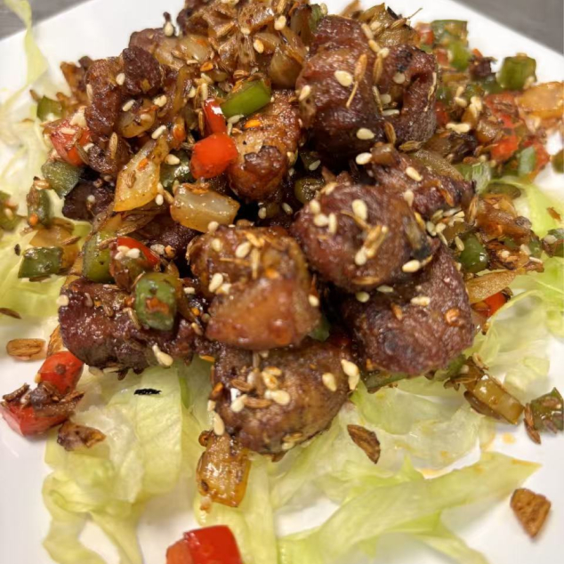 孜然羊肉 lamsvlees met komijnzaad 